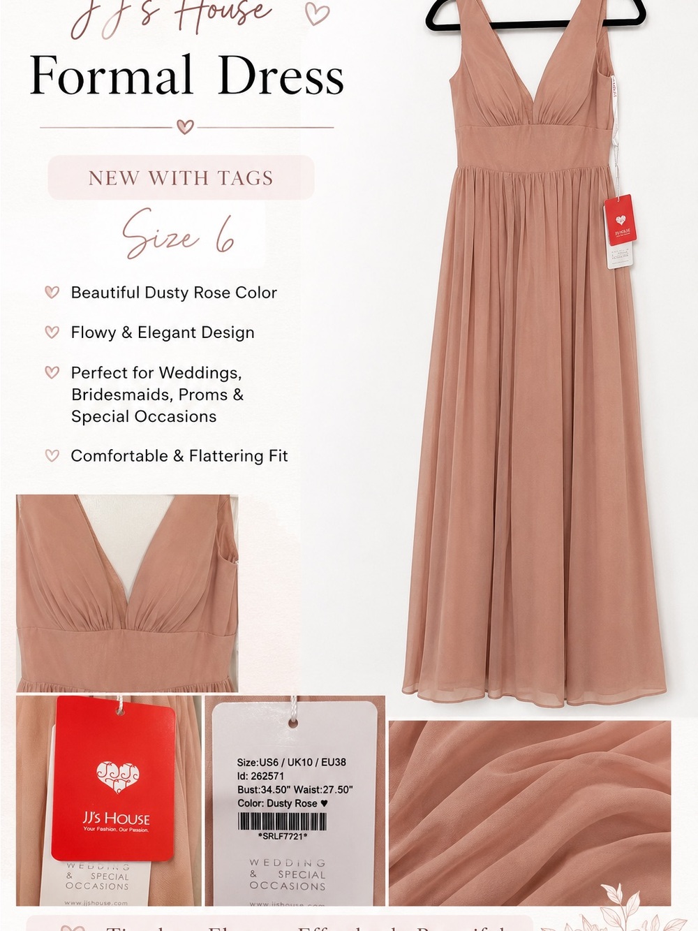 JJs House Dusty Rose V-Neck Maxi Dress